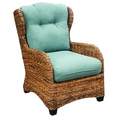 Wicker Occasional Chair with Tufted Back Cushion